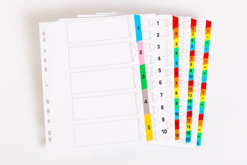 Standardregister aus Mylar mit bunten Taben - DUO Produktion